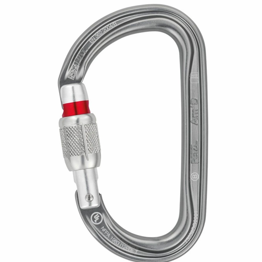 Rock And Snow * | Petzl Am'D Screw-Lock Carabiner Grey