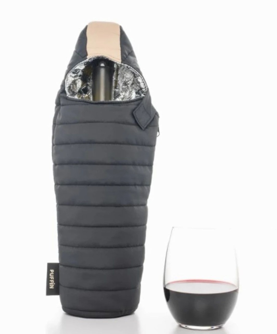 Bottles * | Puffin Coolers Wine Bag Black/Tan