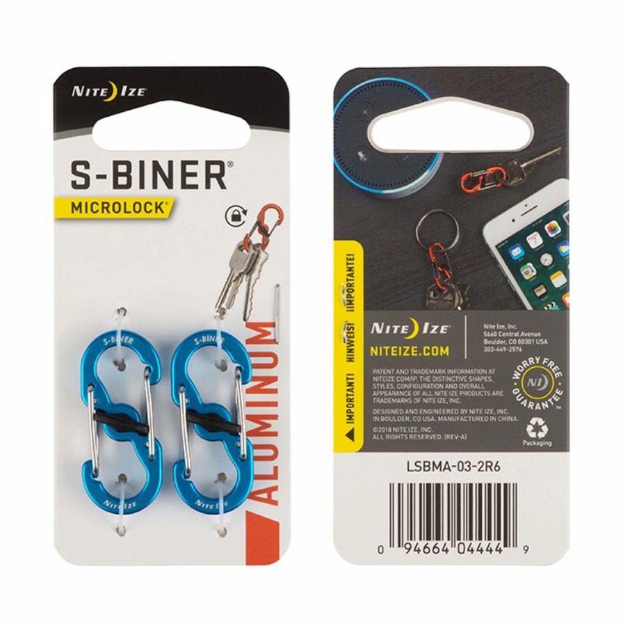 Rock And Snow * | Nite Ize S-Biner Microlock Aluminum 2 Pack Blue N/A