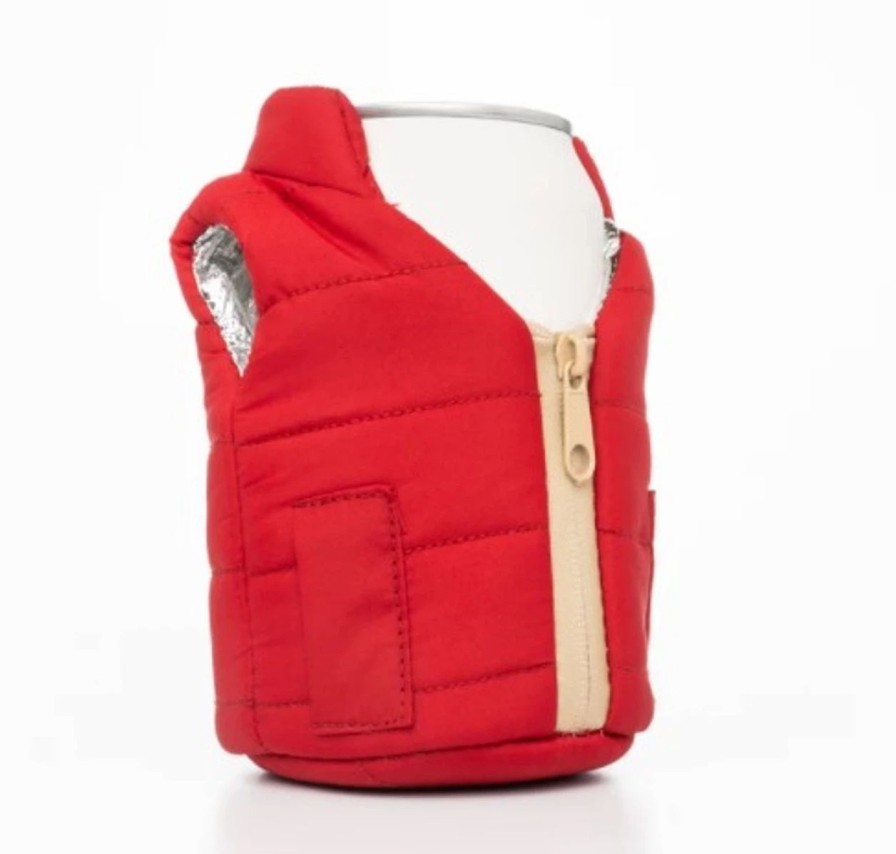 Bottles * | Puffin Coolers Beverage Vest Merlot/Tan