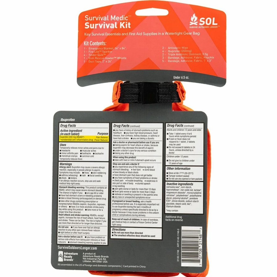 First Aid & Emergency * | Adventure Medical Kits Sol Survival Medic Survival Kit With Dry Bag Orange