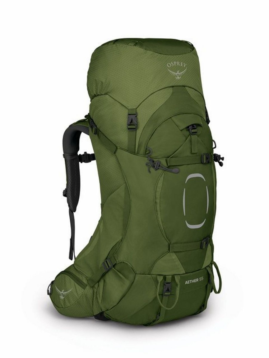 Backpacks * | Osprey Men'S Aether 55 Backpack L/Xl Garlic Mustard Green