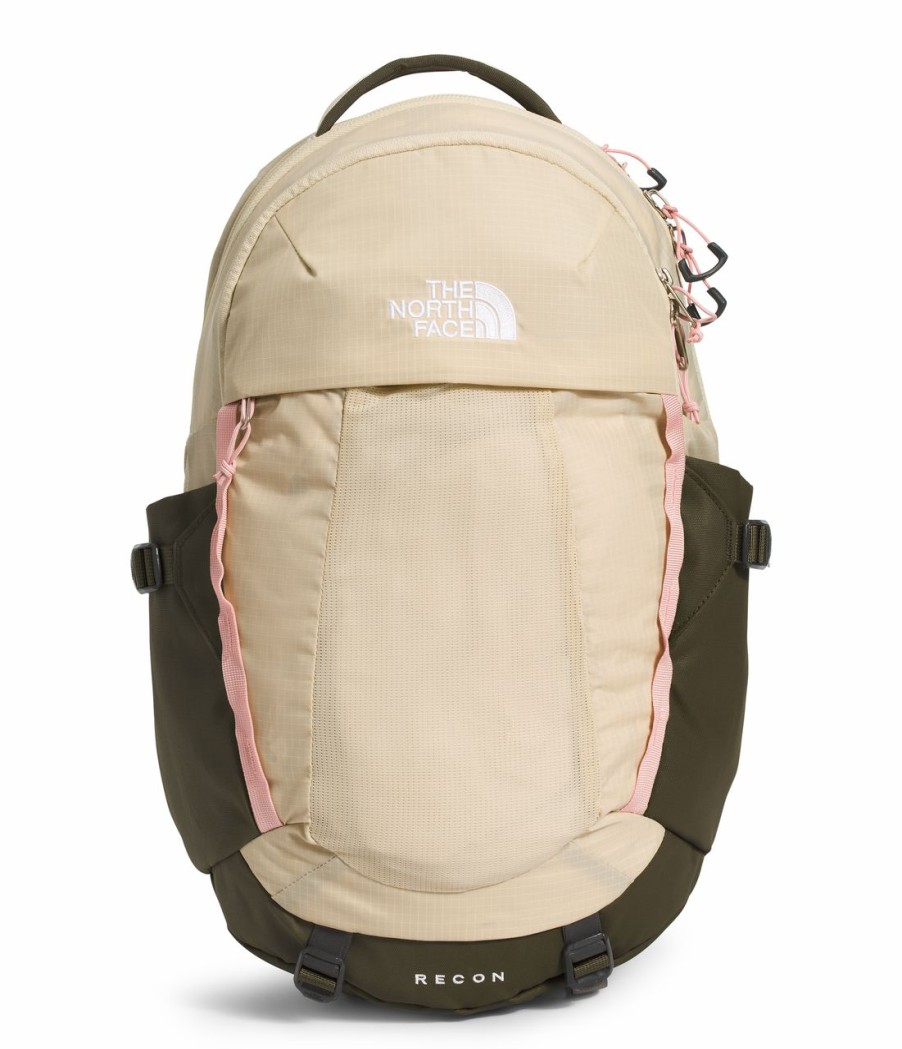 Backpacks * | The North Face Women'S Recon Backpack Gravel/Taupe Green/Pink Moss