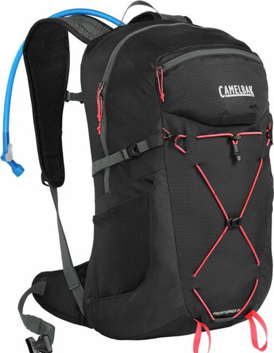 Backpacks * | Camelbak Women'S Fourteener 24 Hydration Hiking Pack With Crux 3L Reservoir Black/Fiery Coral